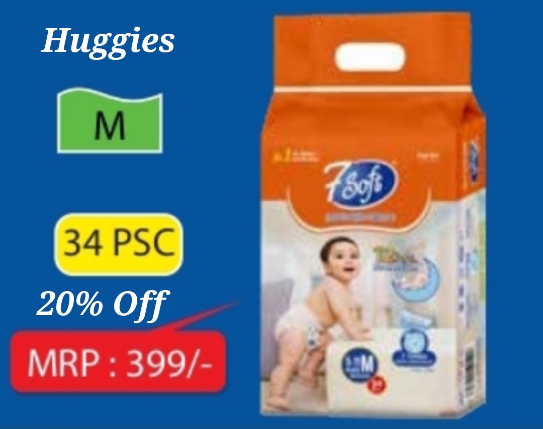 Huggies 7soft M size, 34 psc